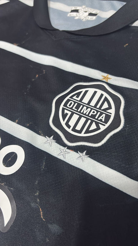 Camisa Club Olimpia Preta Marmorizada - Uniforme Visitante 2025 - Nike