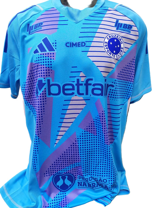 Camisas Goleiro Cruzeiro 2025 Versão Jogador Azul