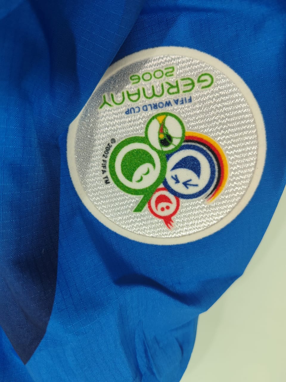 Camisa Itália Home 2006 Puma Materazzi 23 com Patches da Copa do Mundo