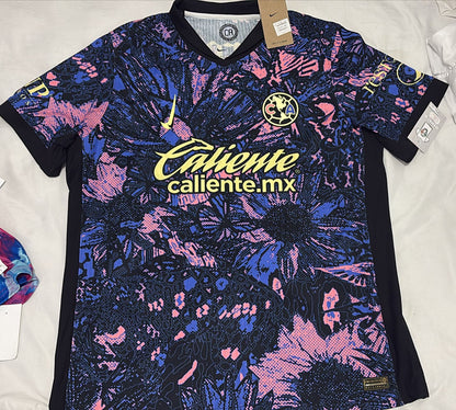 Camisa Club América Floral Azul e Rosa - Terceiro Uniforme Versão Jogador - Nike