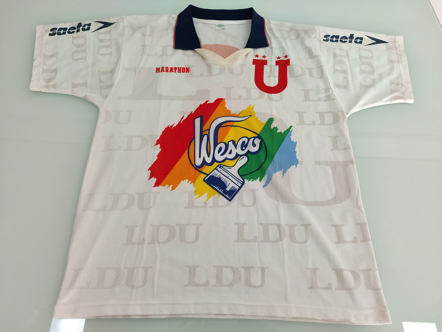 Rara e Clássica Camisa da LDU Quito Equador - Anos 90 - Usada em Jogo
