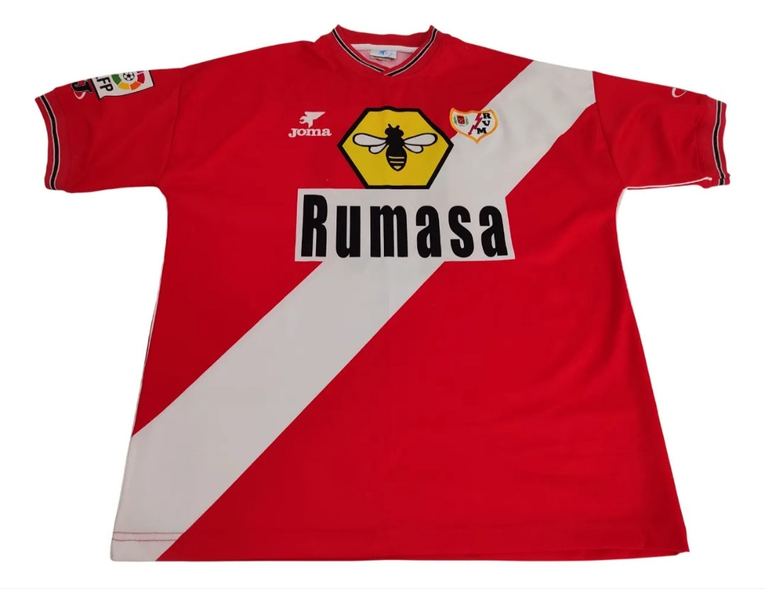 Sensacional - Camisa Antiga Rayo Vallecano - Patrocínio Abelha - Usada Jogo - de Coleção!