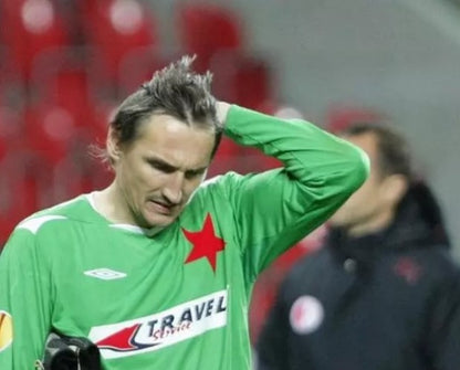 Rara Camisa de Goleiro do Slavia Praga - República Tcheca - Usada em Jogo - Europa League