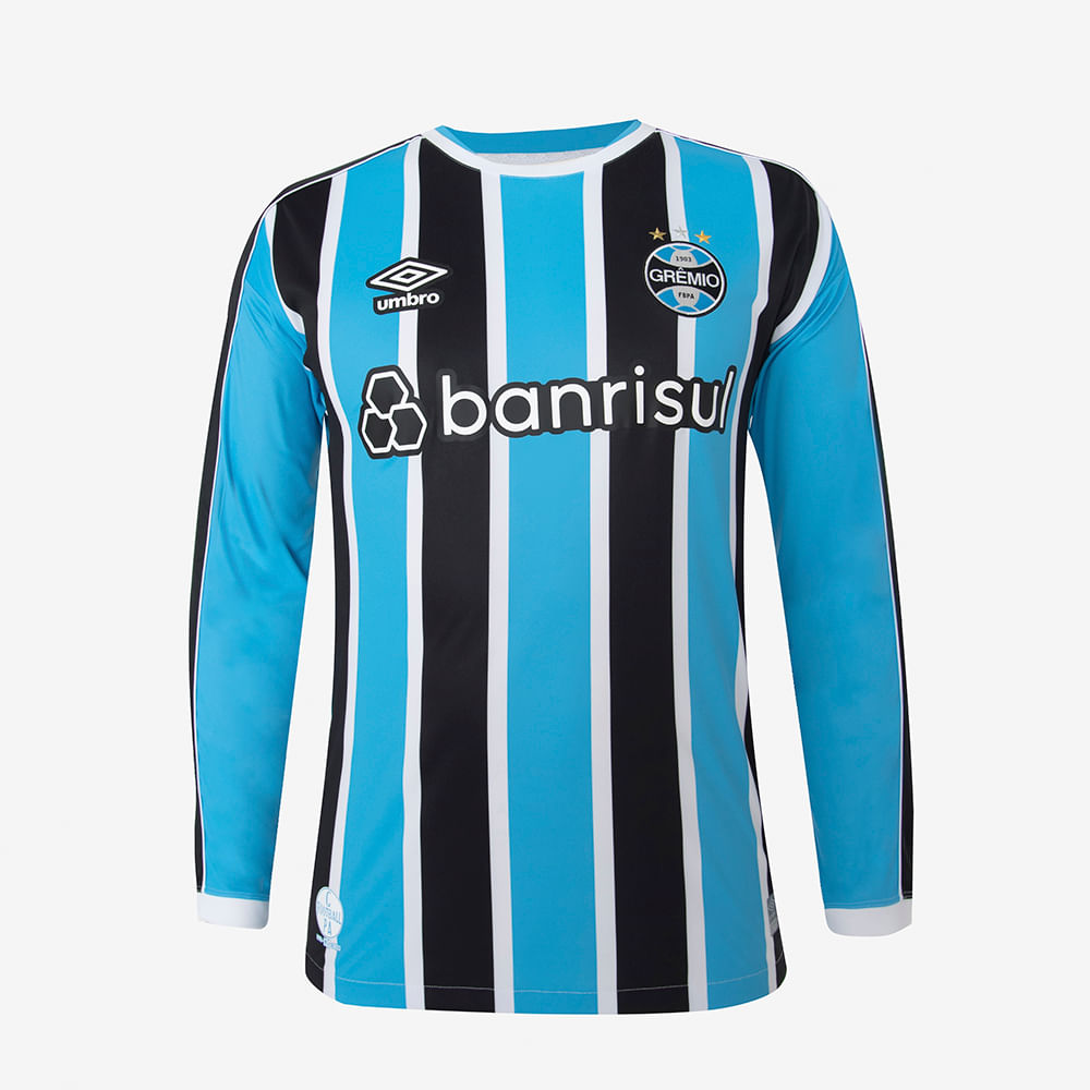 Camisa Manga comprida Masculina Umbro Grêmio Oficial 1 2024 (Classic S/N)