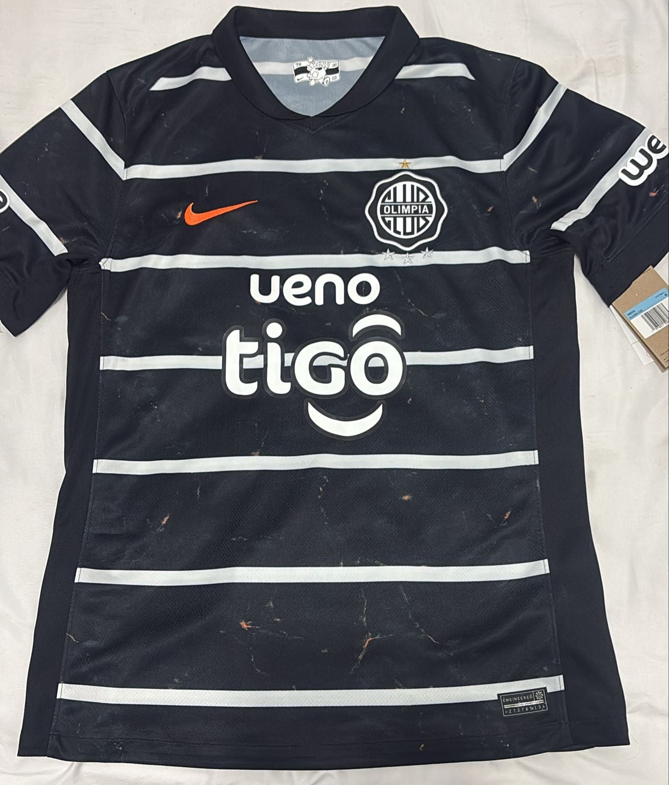 Camisa Club Olimpia Preta Marmorizada - Uniforme Visitante 2025 - Nike