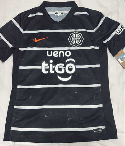 Camisa Club Olimpia Preta Marmorizada - Uniforme Visitante 2025 - Nike