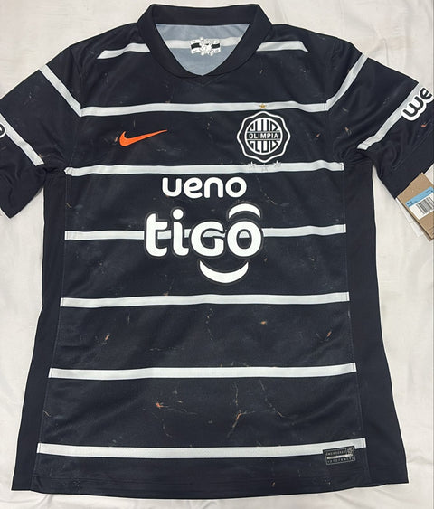 Camisa Club Olimpia Preta Marmorizada - Uniforme Visitante 2025 - Nike