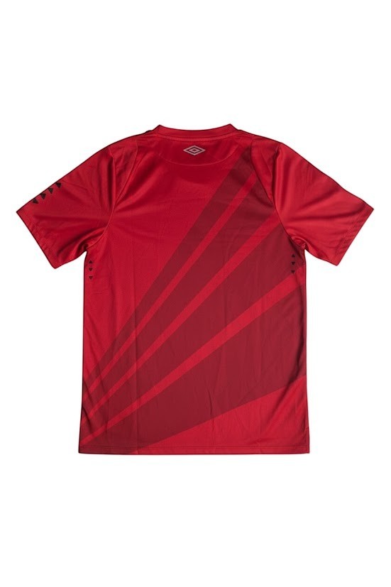 Back view of the red and black Athletico Paranaense 2024 home player version jersey by Garrincha Shirts.