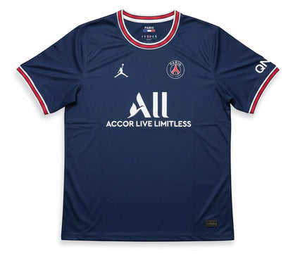 Garrincha Shirts navy blue PSG 2021-2022 home football jersey by Jordan with white Accor Live Limitless sponsor logo