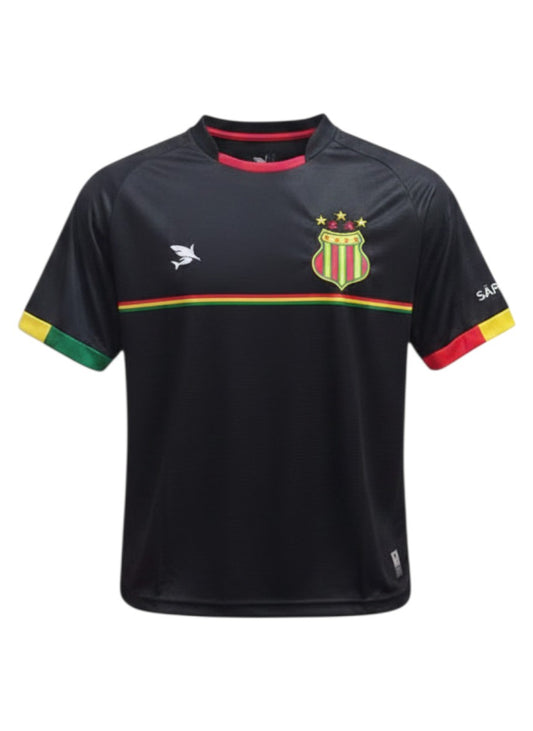 Garrincha Shirts Sampaio Corrêa 2019 goalkeeper jersey in black with tricolor chest stripe and team crest