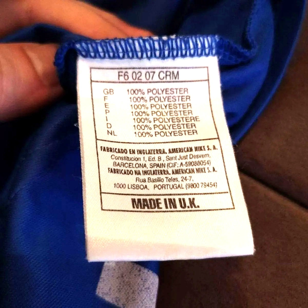 Camisa Itália Home 1996 - etiqueta interna Made in UK