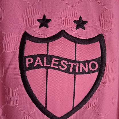 Escudo bordado do Palestino com duas estrelas – camisa rosada 2026