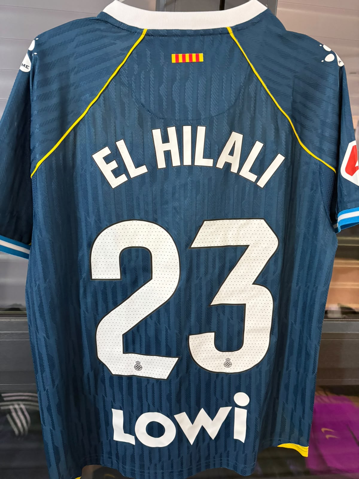 Camisa RCD Espanyol Azul-Marinho - Senyera Catalã - El Hilali 23 - Kelme