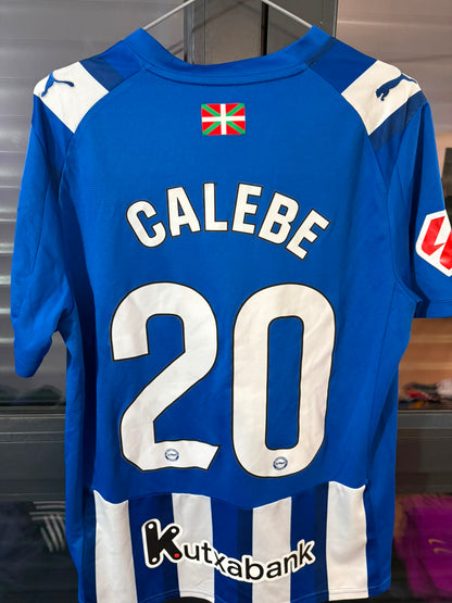 Camisa Deportivo Alavés Azul e Branco - 25 Anos Dortmund - Calebe 20 - Puma