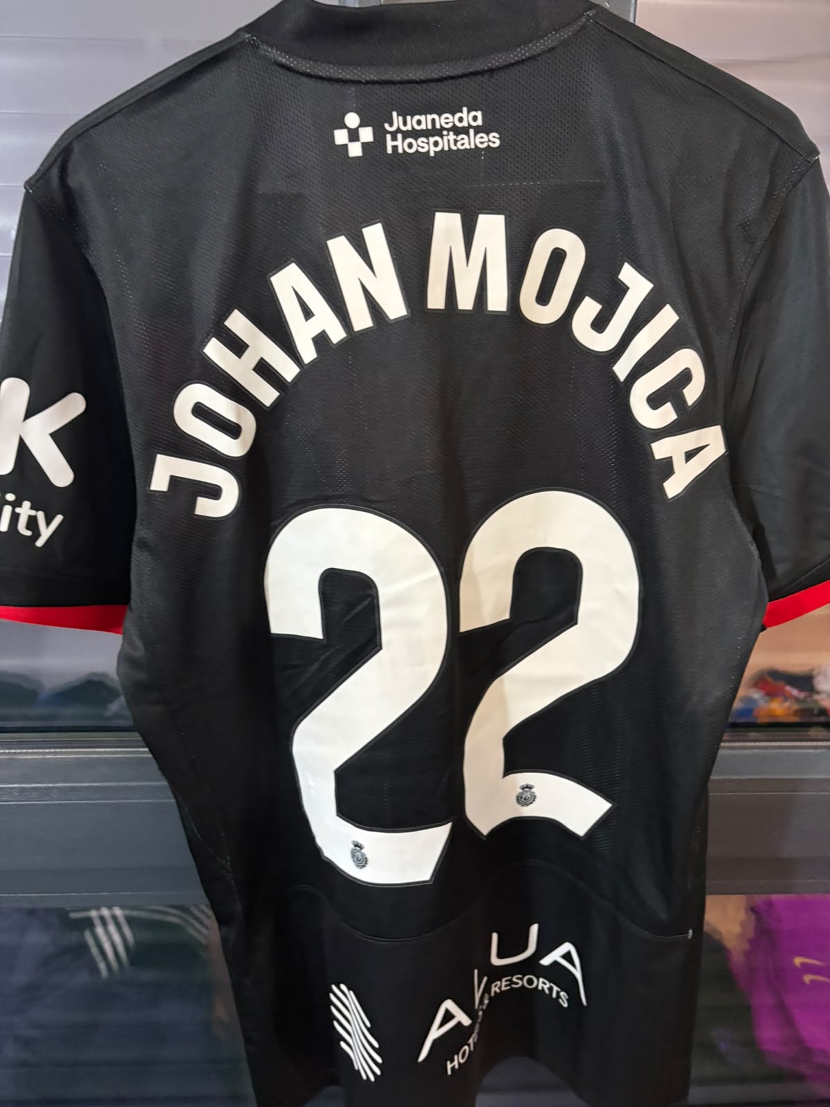 Camisa RCD Mallorca Preta e Vermelha - Johan Mojica 22 - Nike - Player Issue