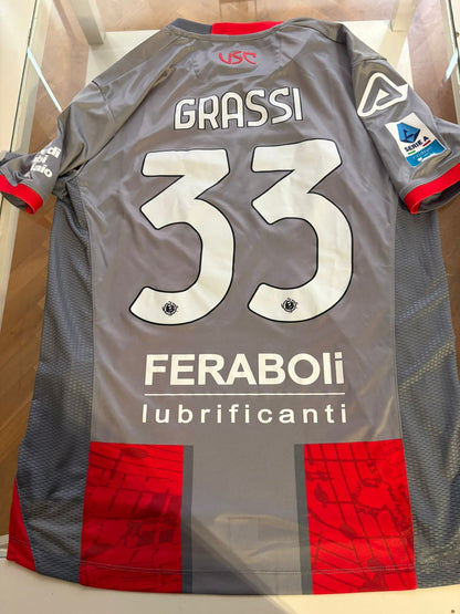 Camisa US Cremonese Cinza e Vermelha - Grassi 33 - Acerbis - De Jogo