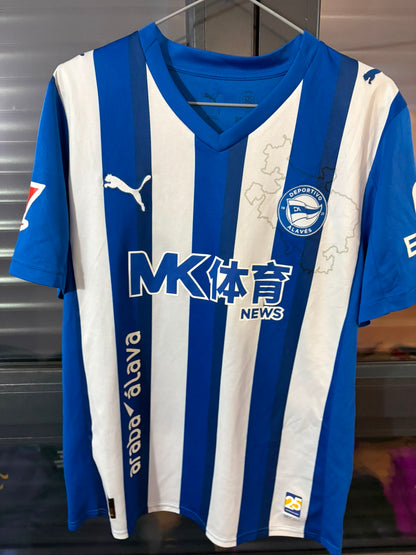 Camisa Deportivo Alavés Azul e Branco - 25 Anos Dortmund - Calebe 20 - Puma