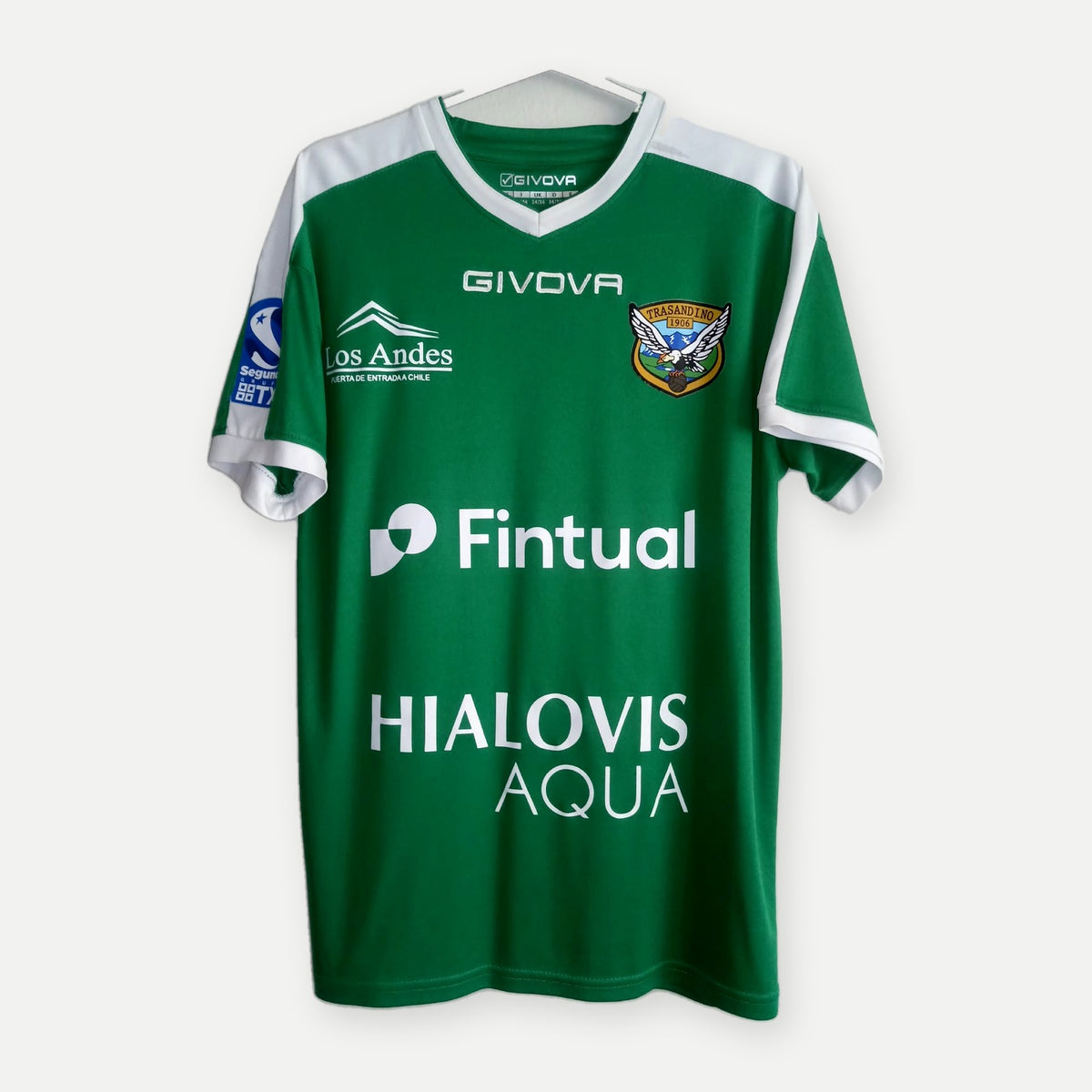 Camisa de jogo Trasandino 2022 Givova – frente com Fintual e patch da Segunda División